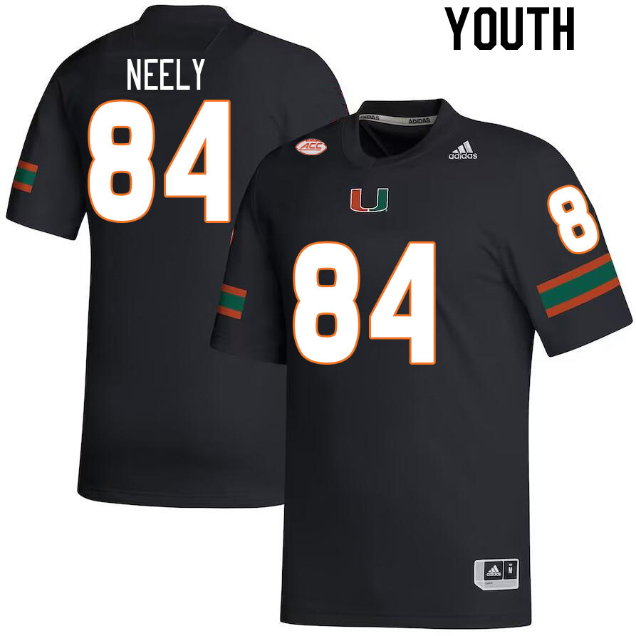 Youth #84 Josh Neely Miami Hurricanes College Football Jerseys Stitched-Black